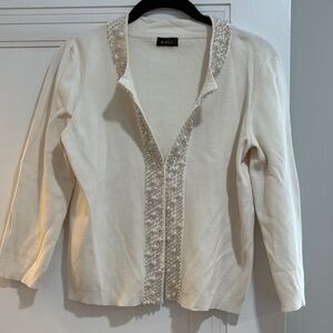 EVIE Ivory Cardigan with Pearl Embellishments